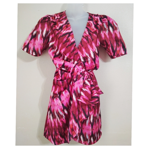 MISA Amina Wrap Mini Dress Size Xs - Picture 2 of 8